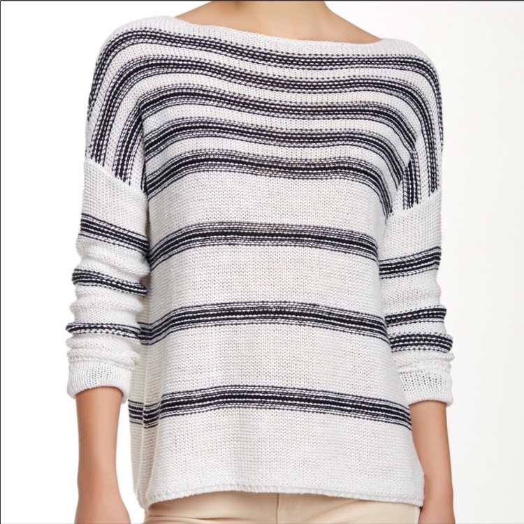 Vince Linen Striped Sailor Pullover Knit Sweater Sz Xs